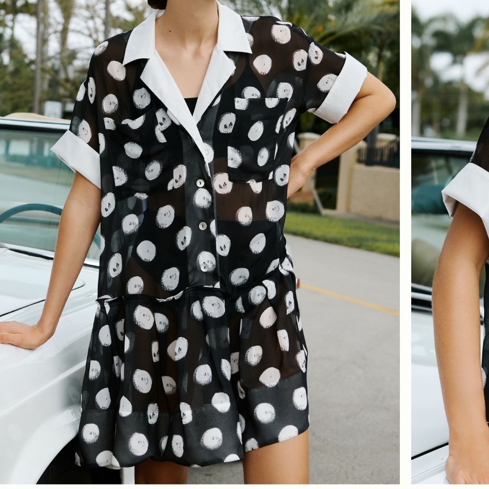 XS Black and White Polka Dot Dress